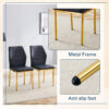 Luxury Simple Chair - Set of 6 BLACK PU Material High Resilience Dining Chair with Metal Gold Leg.The Chair Back Has a Vertical Stripe Design With Smooth And Uniform Lines.