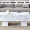 Modern Simple White Marble Texture MDF Coffee Table - 43.3"x21.6"x17.2" Practical Model.Making it an ideal addition to any living room or apartment.W1151134962