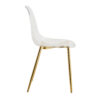 Transparent and stylish ergonomic dining chair unlocks a new experience of lightweight fashion, comfort, and stability. Transparent seat cushion, golden metal legs. One box of three.