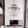(Same as W1340P188535/L5002-600-B) 24" Luxury Crystal Chandelier with Black Finish – Elegant 15-Light 5 Tier Pendant Light Fixture for Living Room, Dining Room, or Entryway (Bulb Not Included)