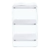 Three levels of bedside tables. The board surface is MDF, with white stickers, and both sides are transparent tempered glass. The design is simple and generous, with storage function.