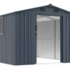 8x10 FT Outdoor Storage Shed, Large Metal Tool Sheds with Window and Lockable Doors, Garden Shed for Backyard Garden Patio Lawn, Dark Grey
