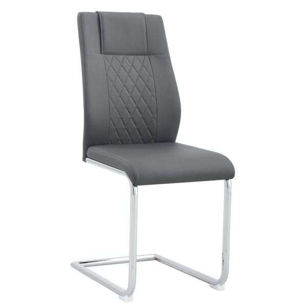 Modern Dining Chairs with Faux Leather Padded Seat Dining Living Room Chairs Upholstered Chair with Metal Legs Design for Kitchen, Living, Bedroom, Dining Room Side Chairs Set of 4 (Grey+PU)C-001