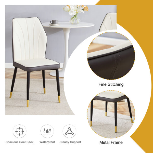 4843525aa13c43c990ff5793acad465d_34a073a9a0969c6e8b6e04cdbe74d664 4 modern dining chairs with stylish PU patterned backrest and black metal legs for a comfortable home experience in the kitchen, bedroom and office.