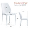 Set of Eight White PU Comfort Dining Chairs (17.7"x25").Dining chair with extended backrest,WHITE PU,Silver metal legs,Suitable for various places such as family restaurants, hotels, coffee shops,etc.