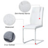 Modern Dining Chairs with Faux Leather Padded Seat Dining Living Room Chairs Upholstered Chair with Metal Legs Design for Kitchen, Living, Bedroom, Dining Room Side Chairs Set of 4 (White+PU )C-001