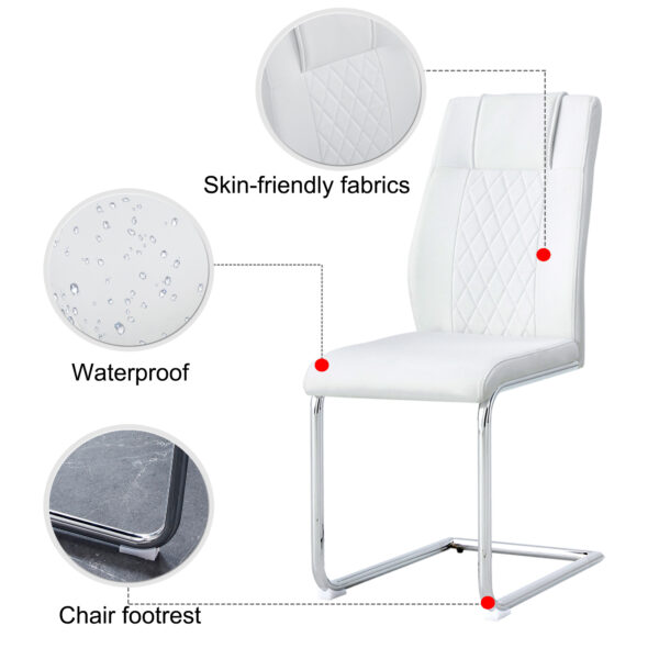 484c6103afc847f5b8e78063d2ef4ba6_20230131_23010c193575a9b5a2e3c8249c02238f Modern Dining Chairs with Faux Leather Padded Seat Dining Living Room Chairs Upholstered Chair with Metal Legs Design for Kitchen, Living, Bedroom, Dining Room Side Chairs Set of 4 (White+PU )C-001