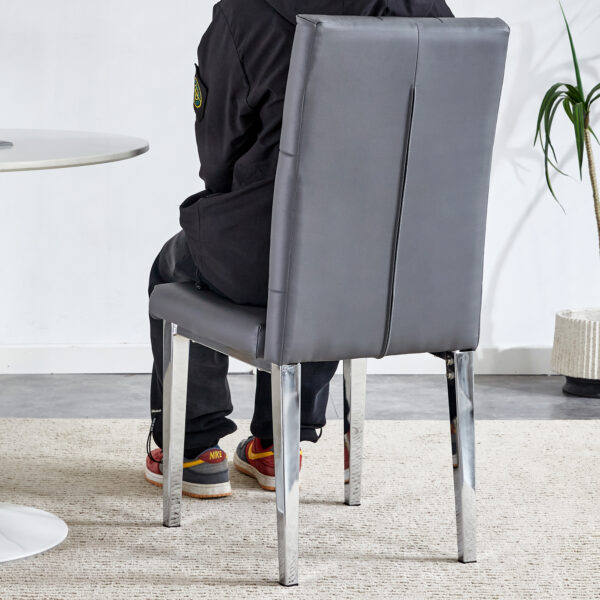 4870e11efd5e4a0b9c783e9dfa15fafd_0a825606335f65f414a0ced891c931f0 2 piece set of gray armless dining chairs brings a touch of elegance and mystery to the dining area with its deep gray tone,The grid and buckle design of the back add a vintage yet fashionable touch