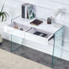 White environmental protection MDF minimalist dresser, desk, desktop computer desk, with double drawer storage space, simple home, perfect for various styles of home environment.