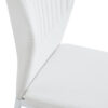 Luxury Simple Chair - Set of 6 White PU Material High Resilience Dining Chair with Metal Silver Leg.The Chair Back Has a Vertical Stripe Design With Smooth And Uniform Lines.