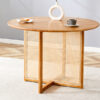 Chinese countryside retro solid wood round table, simple modern imitation rattan table, wooden table, desk. Suitable for dining room, living room, office