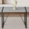 Industrial Rectangular MDF Light Grey Patterned Dining Table for 4-6 people with 1.5 inch thick MDF top and black metal legs for desks, kitchens, patios, dining rooms