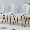 Comfortable Linen-Cotton Dining Chair Set - Four Pieces in Light Gray.Integrated Seat and Backrest,Linen-Cotton Material,Curved Widened Cushion Design For More Comfort.