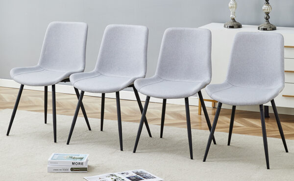 492de910143b4f8899a06b875891ff21_ee5ad71b7cb18c270a42d68260cff5c9 Comfortable Linen-Cotton Dining Chair Set - Four Pieces in Light Gray.Integrated Seat and Backrest,Linen-Cotton Material,Curved Widened Cushion Design For More Comfort.
