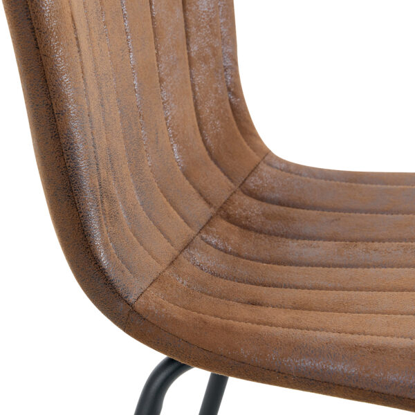 497abad7707b41b4a6ff2ce122f29146_24bc31c5b6a1d2a183990764e8eda099 Table and chair set.A Modern Minimalist Circular Dining Table With A Diameter Of 33.3 Inches.Paired With 4 High Quality Brown Dining Chairs Made Of Technology-Fabric.Iron pipe spraying Legs.
