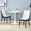 Modern Two-Tone PU Dining Chairs - White and Black spliced chairs With Gold Decorated Legs.White and Black spliced,Black Metal Legs,Set of 2 chairs.