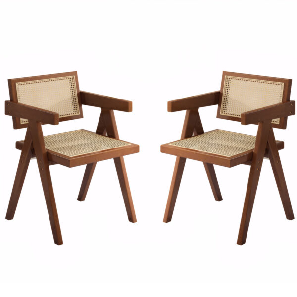 49a0b86c2740473192b18f2fde7e3da7_5b94a9858f095180285530c6418afbe7 Modern Mid Century Dining Chairs Set of 2, Rattan Accent Chairs, Comfy Armchairs, Outdoor Wood Chairs with Armrest for Bedroom Living Room Reading Room Dining Kitchen, Brown