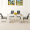 Table and chair set.63*31.4 Inch Pandora Patterned Sintered Stone Dining Table Set - 4 Dark Gray Chairs With Silver Metal Legs.Modern Light Luxury.Perfect For Dinner Room,Meeting Room,Kitchen,etc.