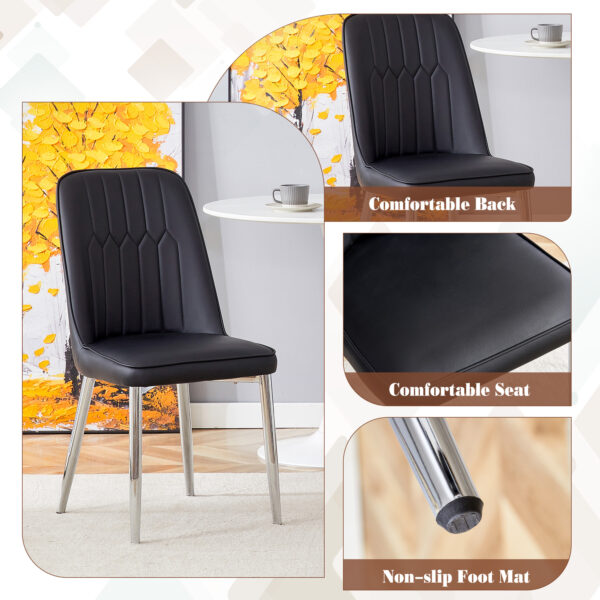 49ccab7dad5c47e69e8ff4a9619023b7_7ce450667a42e6b74d22922bf3cbd93a Table and chair set.63*31.4 Inch Pandora Patterned Sintered Stone Dining Table Set - 6 Black Chairs With Silver Metal Legs.Modern Light Luxury.Perfect For Dinner Room,Meeting Room,Kitchen,etc.