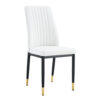 4 Dining Chair Set, White Dining Chair Set, PU Material High Back Seat and Sturdy Black Leg Chair for Dining Room, Kitchen and Living Room c-010