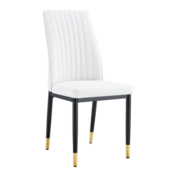 49ddb2bad5134185be6047acb60126d8_c4a8429e06bd3c7506fd642eabee8cdf 4 Dining Chair Set, White Dining Chair Set, PU Material High Back Seat and Sturdy Black Leg Chair for Dining Room, Kitchen and Living Room c-010