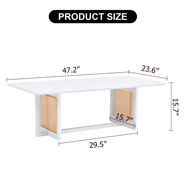 49ecc1bbdd5a472bb02cea53fb030552_20231205_190a3dd8b0b07fbf234e0ed1b67c4305 Chinese style white solid wood and imitation rattan coffee table, rectangular solid wood coffee low table, small living room coffee table