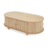 MDF ELEGANT LONG OVAL STORAGE SIDE TABLE WITH RETRO CHARM, NATURAL COLOR