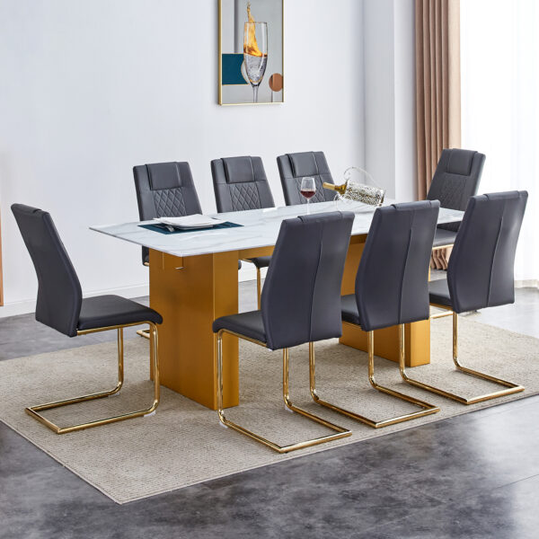4a124d47d1604bb886aae13b0b0c0214_3c72142a87936f6fbe62f0e3df9f332c Large modern rectangular table with 0.4 inch patterned tabletop and large MDF table legs, suitable for kitchen, dining room, and living room 71 "* 35.4" * 30 " 1546