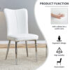Modern minimalist dining chairs, office chairs. 2-piece set of white PU seats with silver metal legs. Suitable for restaurants, living rooms, and offices.W1151116745