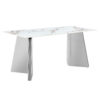 63"x31.5x30" Luxurious Cold Jade Sintered Stone Dining Table with Silver Stainless Steel Butterfly Legs.The tabletop is designed to be scratch and heat resistant.Sintered Stone Tabletop.