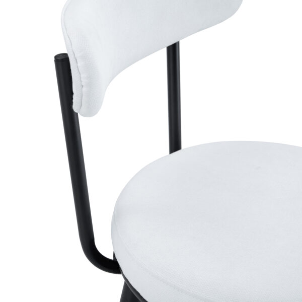 Fashionable and Comfortable - Two Sets of Ergonomic High Legged Bar Chairs,With White Fabric Cushions And a Total Height Of 35.5 Inches.Black And White Classic Color Scheme, Fashionable And Versatile.