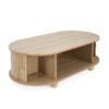 MDF ELEGANT LONG OVAL STORAGE SIDE TABLE WITH RETRO CHARM, NATURAL COLOR