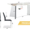 Table and chair set.63"x31.5x30" Luxurious Pandora patterned Sintered Stone Tabletop with Silver Stainless Steel Butterfly Legs.Paried With 6 Black High-quality PU Chairs With Arched Metal Legs.