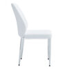 Set of Four White PU Comfort Dining Chairs (17.7"x25").Dining chair with extended backrest,WHITE PU,Silver metal legs,Suitable for various places such as family restaurants, hotels, coffee shops,etc.
