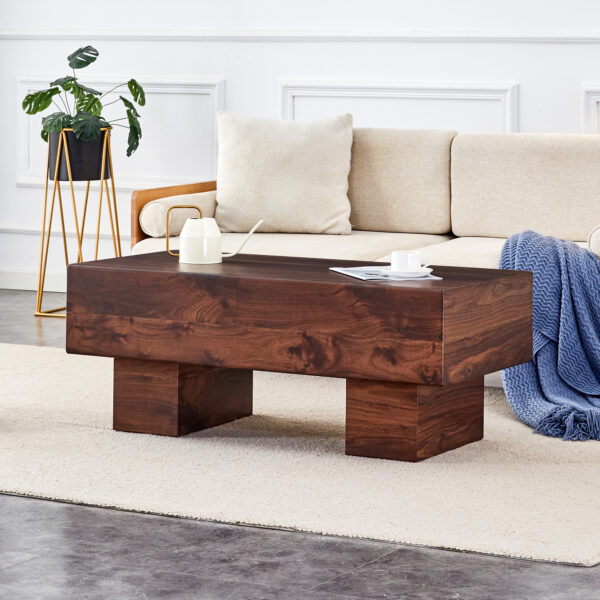 4bb9ed0db8d14cc3af397555558a9637_03bad1c95634f755dfcf0aa73e23c70f Modern Simple Walnut Colored Texture Sticker MDF Coffee Table - 43.3"x21.6"x17.2" Practical Model.Making it an ideal addition to any living room or apartment.