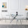 Modern minimalist transparent dining chair, plastic chair, armless crystal chair, Nordic creative makeup stool, negotiation chair, silver plated metal leg 6-piece set, TW-1200