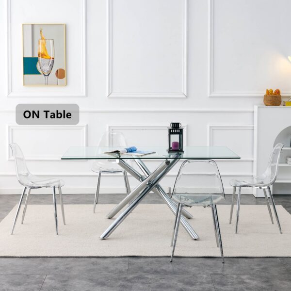 4bcff381f6dc40d6a78851b1f8dad173_20230114_20a0befeeb891e8ea88a7c7ade941454 Modern minimalist transparent dining chair, plastic chair, armless crystal chair, Nordic creative makeup stool, negotiation chair, silver plated metal leg 6-piece set, TW-1200