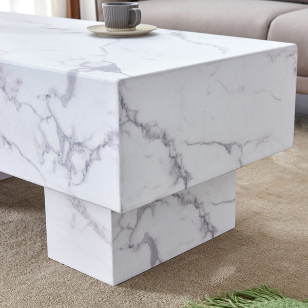 4bde1b090b4a48e99f30a214fee6c646_20240123_4c51a4f31818026d546160b34919b95d Modern Simple White Marble Texture MDF Coffee Table - 43.3"x21.6"x17.2" Practical Model.Making it an ideal addition to any living room or apartment.W1151134962