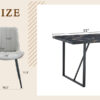 Table and chair set.Modern Black Marble Pattern MDF Dining Table Set-55"x31.4" with 4 Extended Seat Cushion PU Dining Chairs.Brown and Light Gray Splicing Colors Cushion.Iron Pipe Spraying Chair Legs.