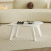 Modern minimalist white imitation marble table top.  Solid wood legs, cloud shape to give you a new experience, computer desk.  The game table.  Suitable for dining and living rooms.