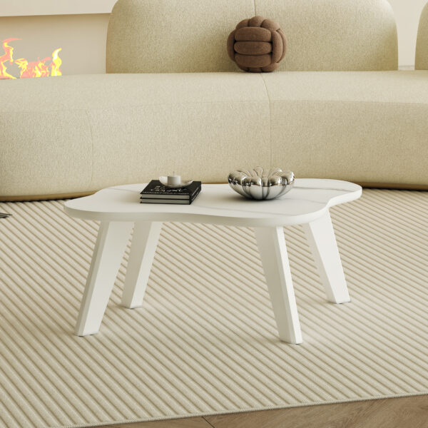 4c082d8a6e0e43fea91cd92ec365a58d_007465922dcb6da5c5ac67df6e8a7ac5 Modern minimalist white imitation marble table top. Solid wood legs, cloud shape to give you a new experience, computer desk. The game table. Suitable for dining and living rooms.