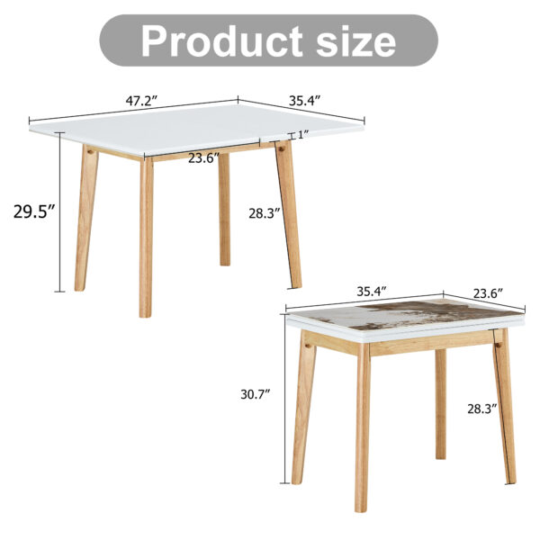 4c08f51f7d7c4fa8bf9eb390c7beacb1_20240206_85c4fc89004a4451f29ab9c669f4b642 Imitation marble white sintered stone tabletop with rubber wooden legs, foldable computer desk, foldable office desk, suitable for restaurants, living rooms, terraces, kitchens