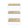 Three layer bedside cabinet.The board is made of MDF with wooden stickers, with transparent tempered glass on both side.The design is simple and elegant, with powerful storage function.Storage cabinet