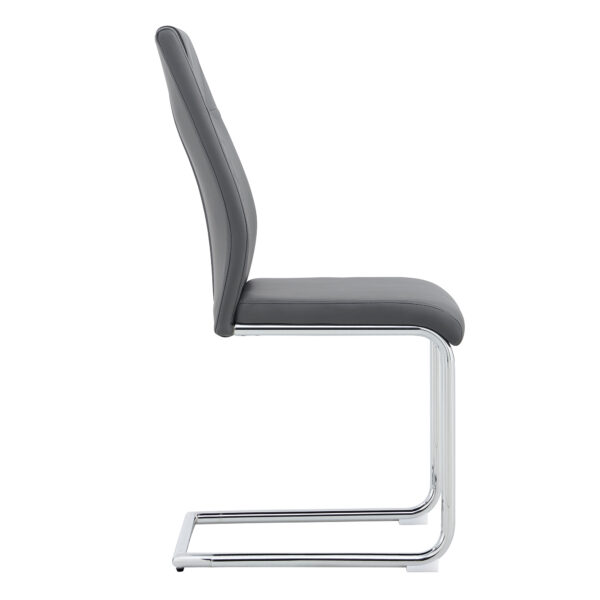 Modern Dining Chairs with Faux Leather Padded Seat Dining Living Room Chairs Upholstered Chair with Metal Legs Design for Kitchen, Living, Bedroom, Dining Room Side Chairs Set of 4 (Grey+PU)C-001