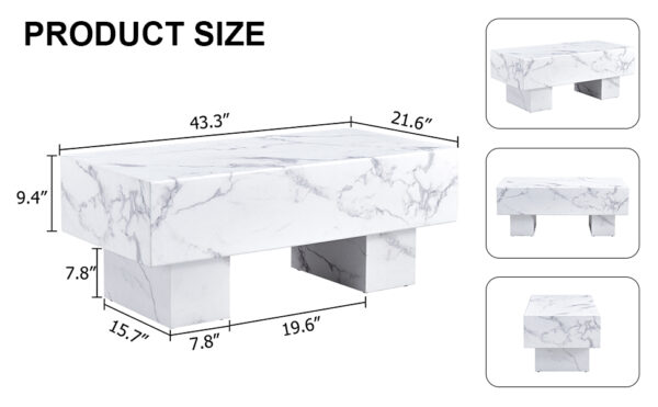 4c72707061a148dbb15a5a13d1159d1c_20240123_e2b86807abd00b97fc14a3114cebe498 Modern Simple White Marble Texture MDF Coffee Table - 43.3"x21.6"x17.2" Practical Model.Making it an ideal addition to any living room or apartment.W1151134962