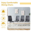 Table and chair set.55"x31.4" Cream-Style White MDF Dining Table Set with 4 Dark Gray Chairs With Silver Metal Legs.MDF Tabletop and metal frame legs.Adding a warm atmosphere to your family.