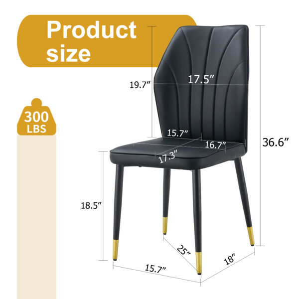 4c8b272dd4bf45309a2c8c335b157118_bb1f6d2a74c68c5fb7b0d79204540789 4 modern dining chairs with stylish PU patterned backrest and black metal legs for a comfortable home experience in the kitchen, bedroom and office.
