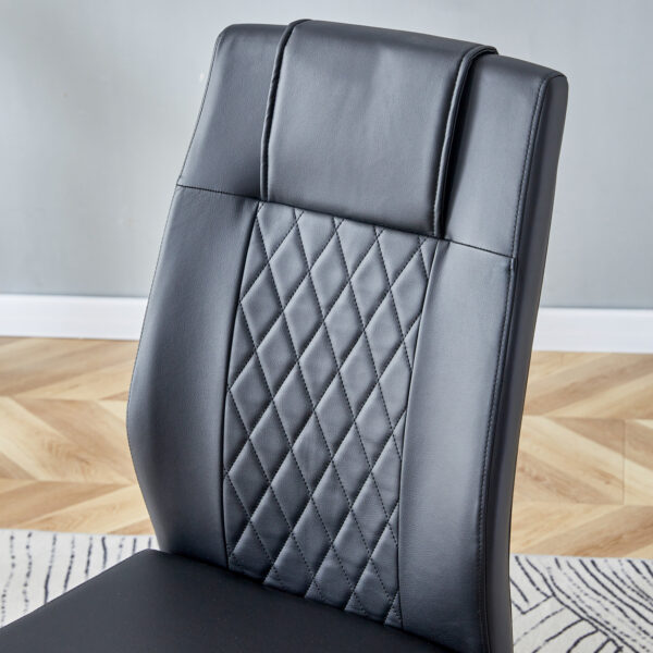 4c98fdc43b4c4d98a0e5191f6af11e73_32215b0a268f65affb638c9a57ca6f8d Table and chair set.63*31.4 Inch Pandora Patterned Sintered Stone Dining Table Set - 6 Black Chairs With Silver Metal Legs.Modern Light Luxury.Perfect For Dinner Room,Meeting Room,Kitchen,etc.