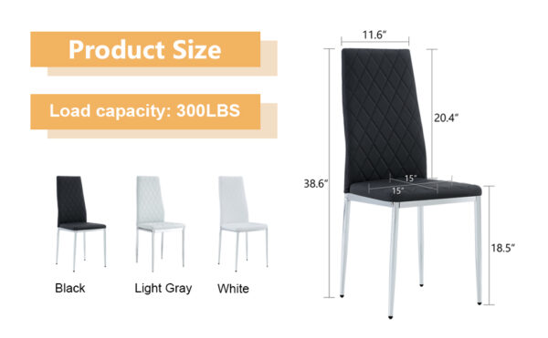 Grid armless high backrest dining chair, black chair and 6-piece set of electroplated metal legs, office chair. Suitable for restaurants, living rooms, kitchens, and offices.W115163430  0924