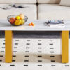 Modern minimalist  Tempered glass with sticker desktop coffee table and dining table, paired with golden MDF decorative columns. Computer desk. Game table. CT-1546